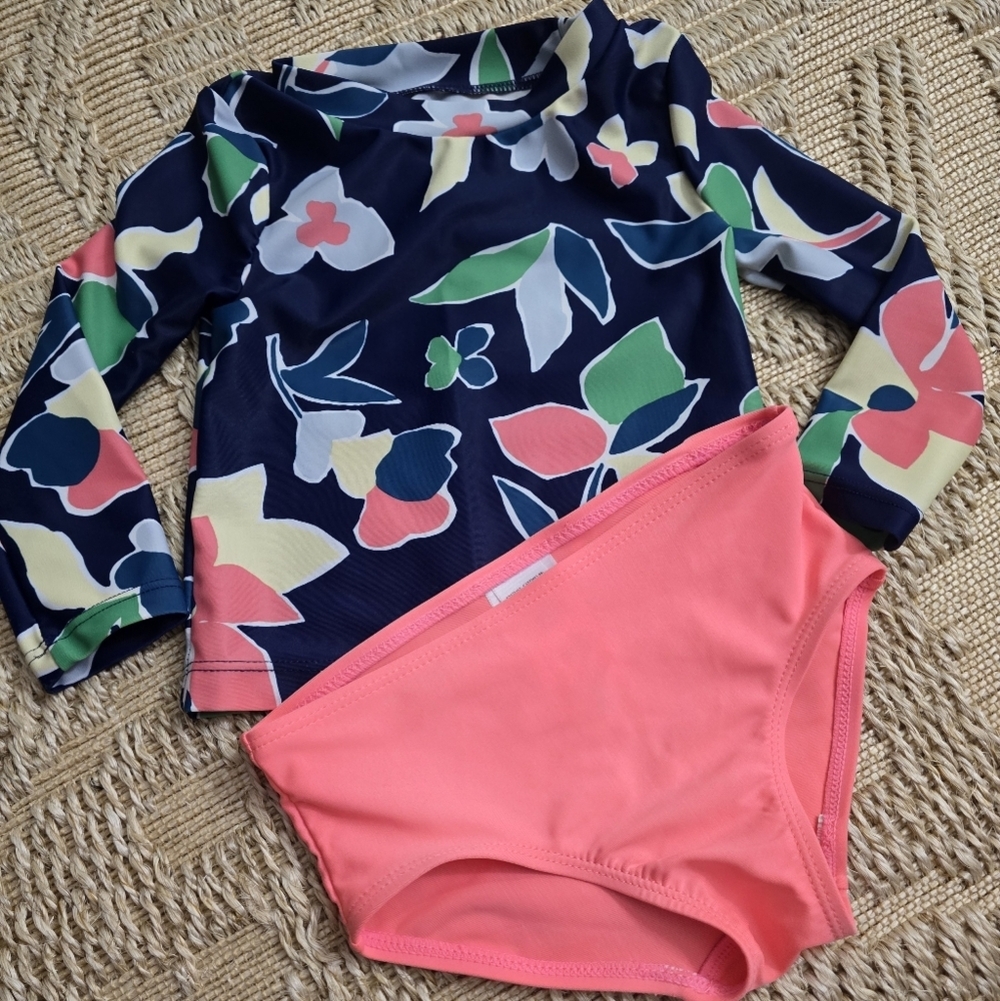 Carter's Navy and Pink Floral Rashguard Set